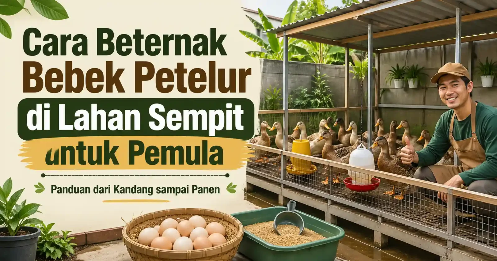 Cara Beternak Bebek Petelur di Lahan Sempit untuk Pemula: Panduan dari Kandang sampai Panen