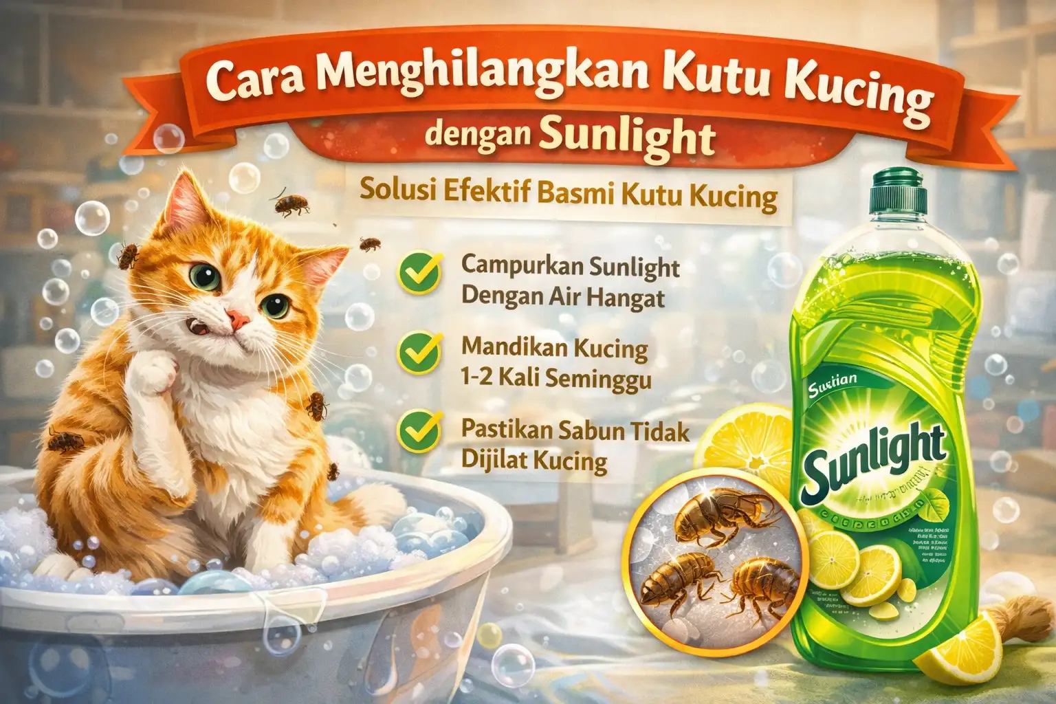 Beberapa Cara Menghilangkan Kutu Kucing dengan Sunlight
