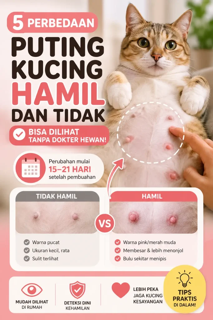 perbedaan puting kucing hamil dan tidak