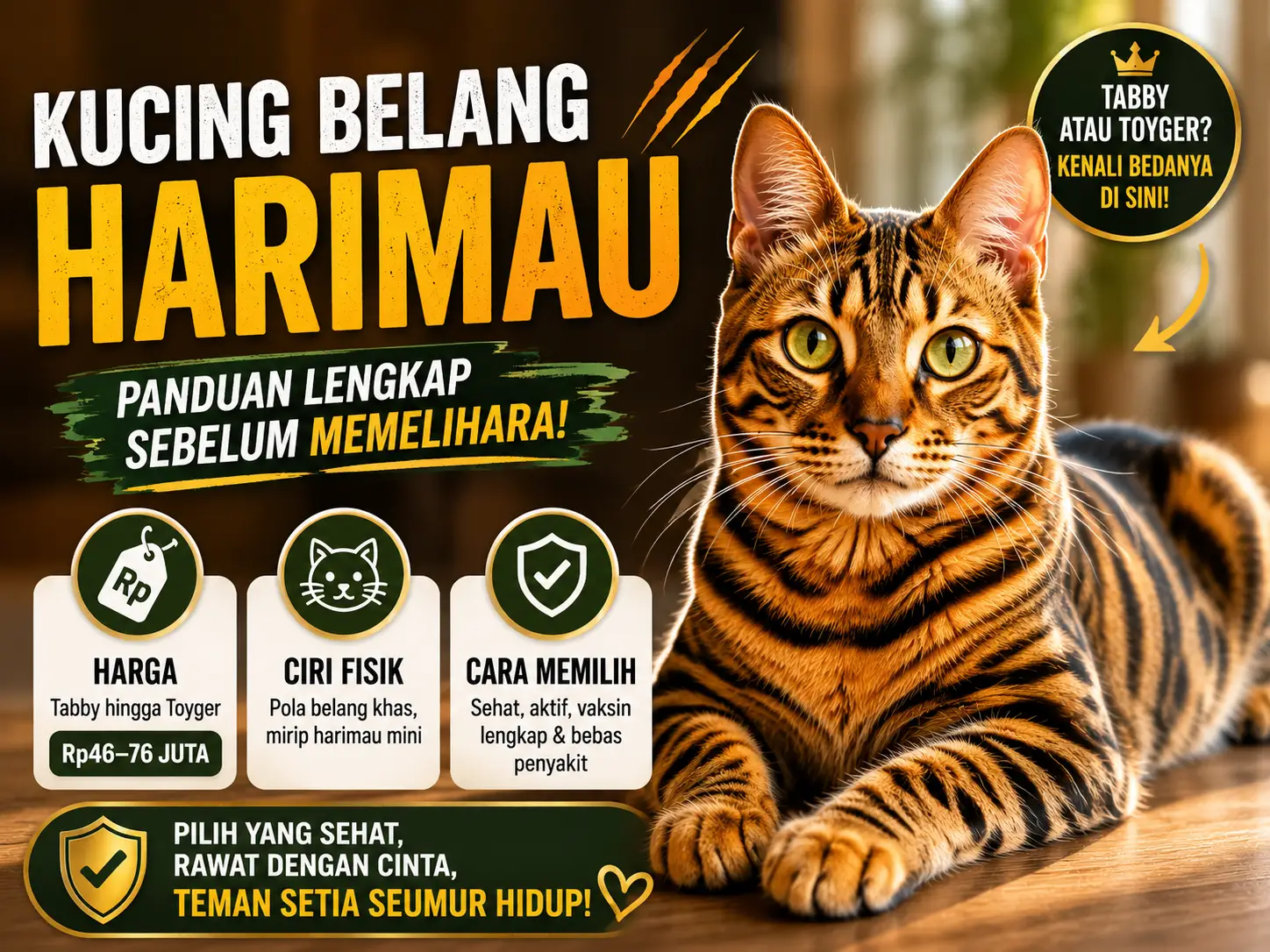 Kucing Belang Harimau: Harga, Ciri Fisik, dan Cara Memilih yang Sehat Kucing Belang Harimau: Harga, Ciri Fisik, dan Cara Memilih yang Sehat