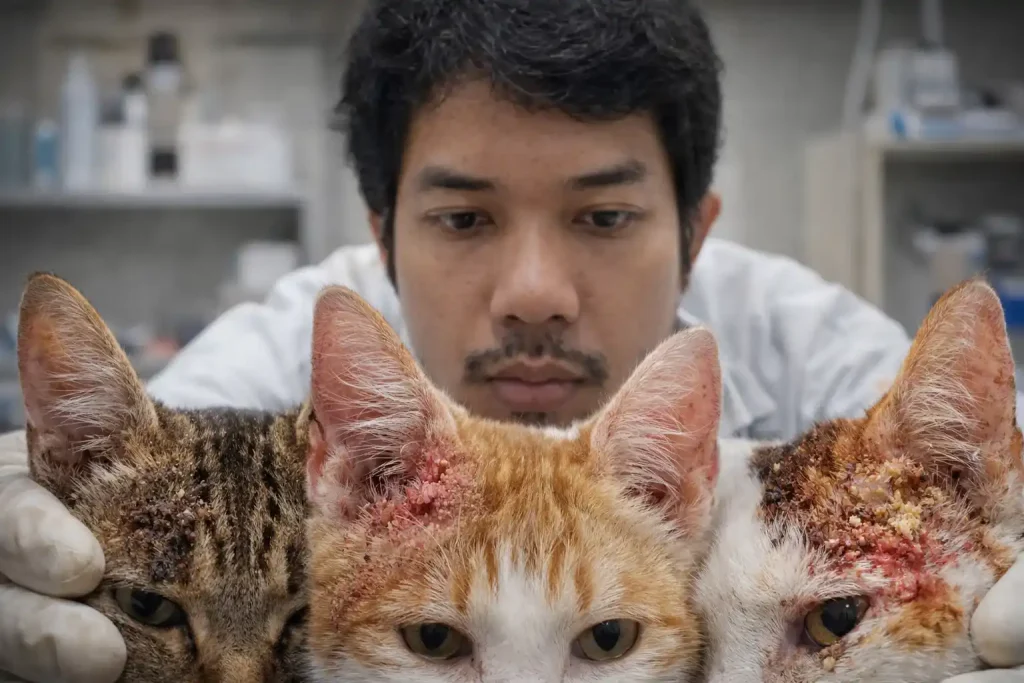 Telinga kucing korengan dan iritasi