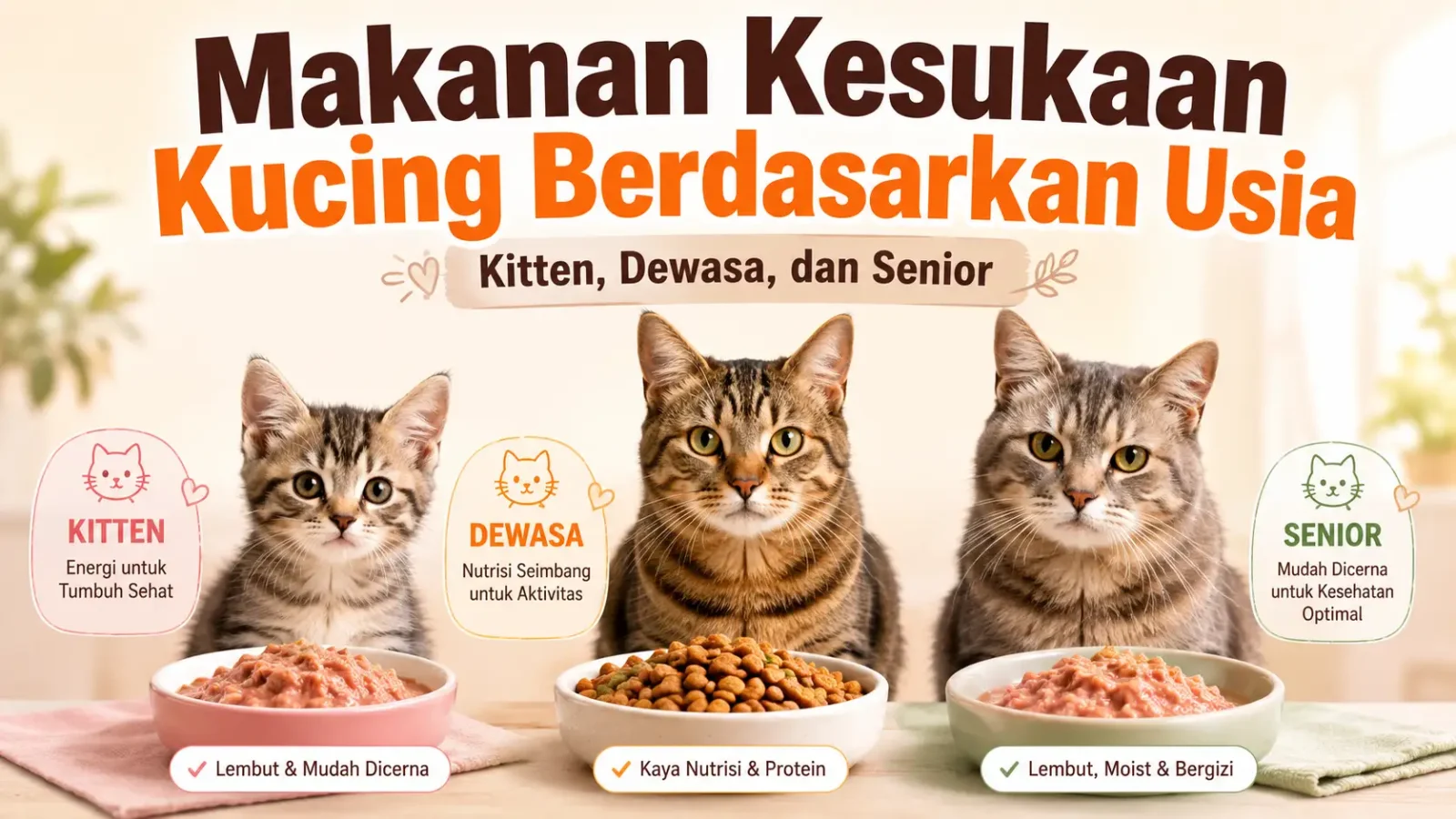 Makanan Kesukaan Kucing Berdasarkan Usia: Kitten, Dewasa, dan Senior
