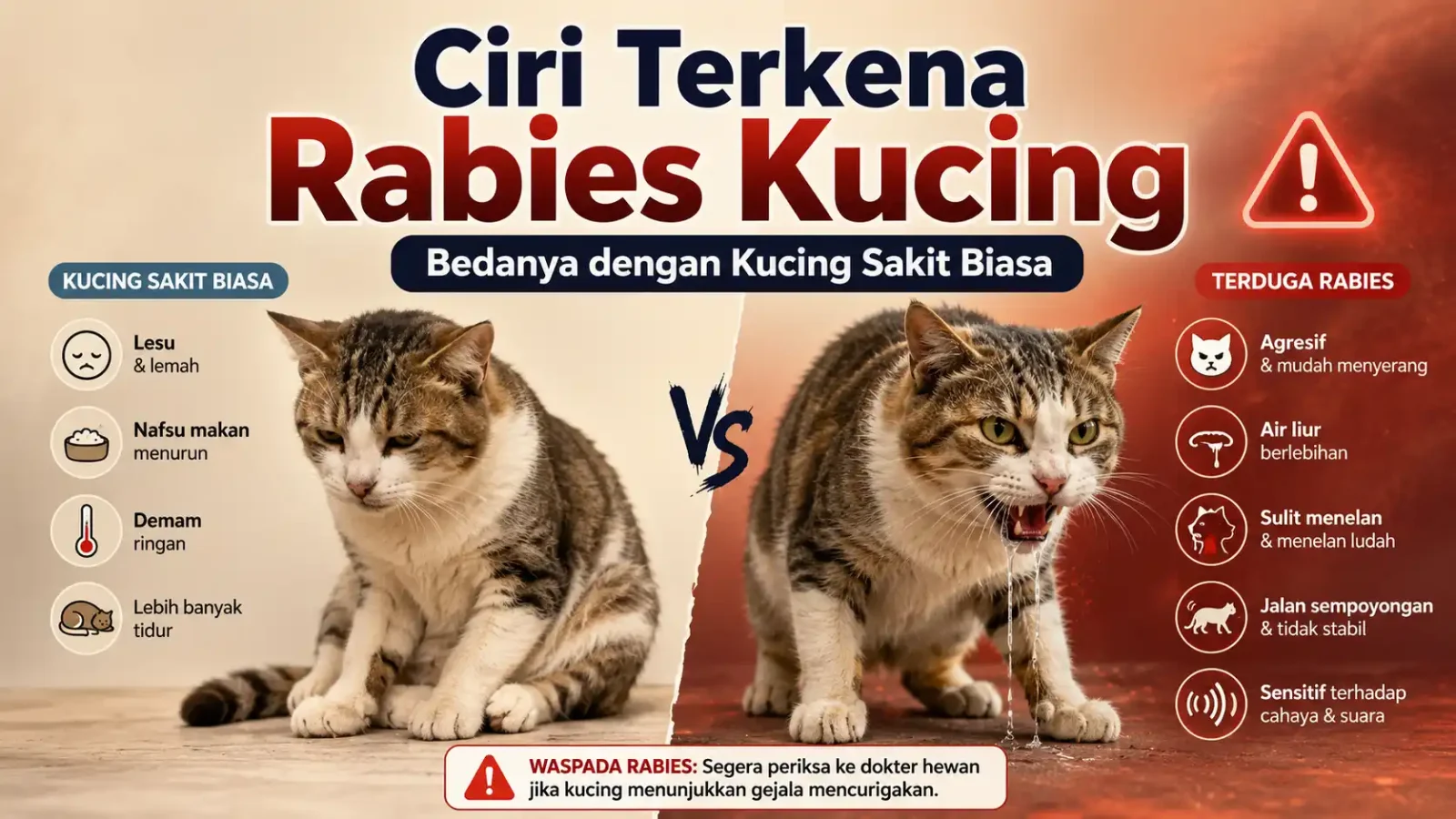 Ciri Terkena Rabies Kucing: Bedanya dengan Kucing Sakit Biasa Ciri Terkena Rabies Kucing: Bedanya dengan Kucing Sakit Biasa